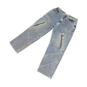 Vintage Y2K Vibes Gold Label Denim Baggy Wide Leg Zipper Jeans Size 38x34 Skater